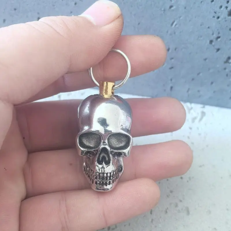 Women's Multifunctional Steel Alloy Glass Keychain - 2025 Trendy Gothic Skull Motif, LED Pumpkin Basket, Retro Scrunchie Lanyard, 3D Metal, Bag Charm, Bold Statement Keychains for Halloween Parties & Daily Use, 3D Metal Keychains