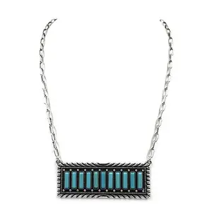 Western Turquoise Metal Plate Necklace