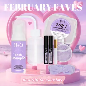 Clean & Remove Kit for Eyelash Extensions l B&Q Kit Includes 50ml Lash Shampoo, Makeup Pad, Cleansing Brush, Eyelash Brush, Hair Band, 150ml Washing Bottle & Organizer Bag - Gentle Cleanser for Daily Use Smooth Makeup Tools #TikTokShopBacktoSchool