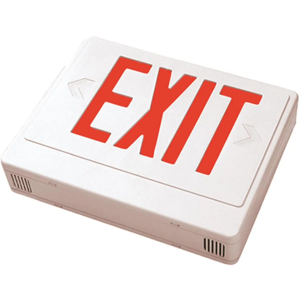 Wesco XT-RCRW-EM Compact Thermoplastic Wall/Ceiling-Mountable LED Exit Sign - Red Letters, White Housing, Remote Control Capable, Push Button, LED Light, Batteries Included, Energy Efficient, Line-Voltage, Long-Lasting, Life Safety Code Compliant