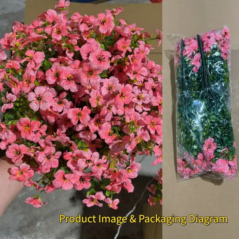 Artificial Flowers, Decorative Faux Flowers, Artificial Flower Decorations, 12 Pcs/set, Realistic Orchids, Vibrant Colors, No Watering, UV Resistant, Ideal for Garden Decor, Balcony, Entrance