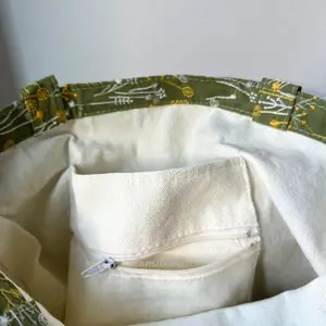 Dandelion Embroidered Floral Tote Bag: Durable Canvas with Hidden PocketsNew Year Gift