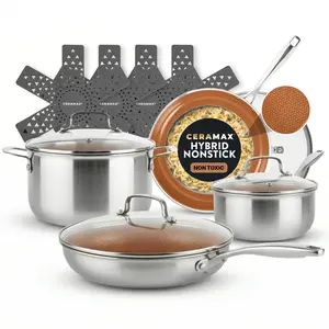 Ceramax Hybrid 12 Piece Tri-Ply Stainless Steel Ceramic Etched Cookware Set