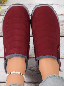 Winter Warm Cotton Shoes for Men & Women, Thickened Fleece Lining Rubber Snow Boots, Casual Mid-Calf Footwear for All Seasons