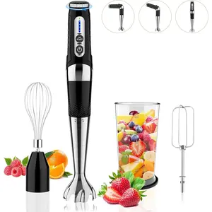 Cordless Immersion Blender Handheld: 3-in-1 Rechargeable Electric Hand Blender Stick, 21-Speeds & 3-Angle Adjustable with 700ml Beaker, Egg Whisk and Beater for Smoothies, Soup,Puree,  (Black)