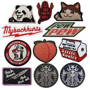 Peach PEW Fun Embroidery Morale Cloth Sticker Outdoor Bag Sticker Velcro Badge