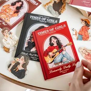 180 vintage character stickers, various stylish character themes, retro style, PET waterproof material, self adhesive, DIY journaling decoration, scrapbook base clipart sticker pack