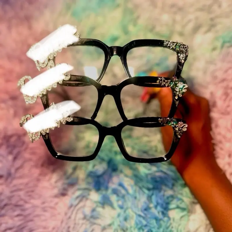 Blinged Out Glasses with Sparkling Decorations and Clear Lenses Blinged Out Glasses