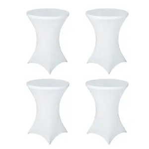 Sunfans 4-Pack Stretch Spandex Cocktail Table Covers - Perfect Fit for Highboy, Bar, Wedding & Party Decor Ornaments White