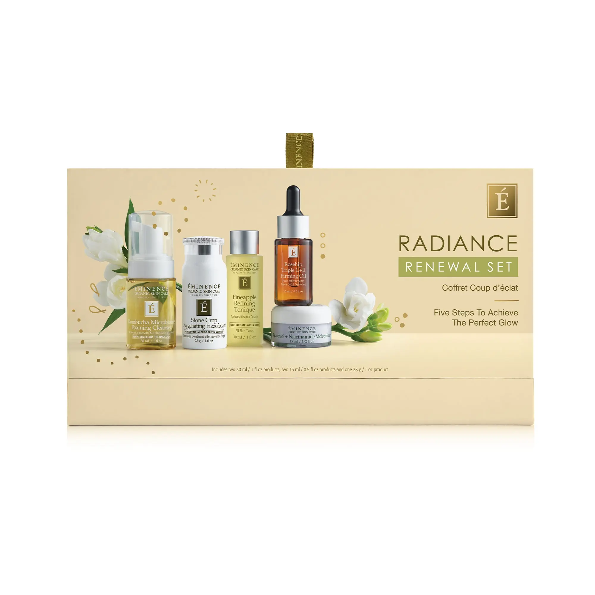 Eminence Organics Radiance Renewal Skin Care Kit, Probiotic, Gentle Botanicals, Travel Size for Radiant Glow