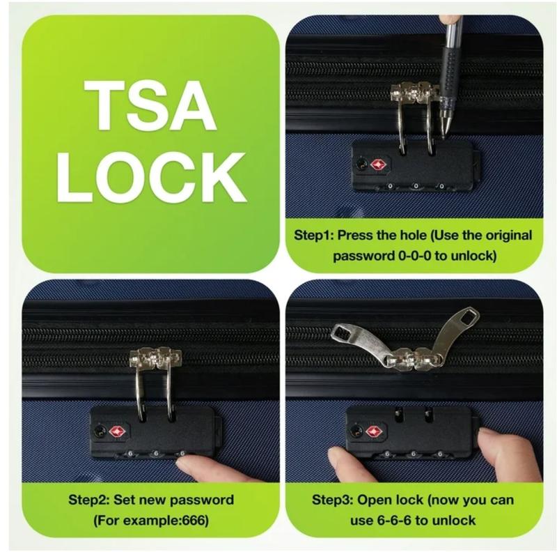 Set of 3 Hardside Luggage, Expandable Rolling Luggage with TSA Lock and Spinner Wheels, Blue