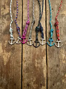Adjustable Anchor Braided Bracelet, Nautical Rope Woven Wristband, 8 Colors Ocean Theme Jewelry, Summer Beach Vacation Accessory