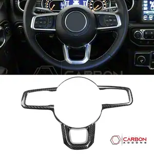 Jeep Gladiator Steering Wheel Trim Cover – Real Dry Carbon Fiber (Glossy or Matte) 2020–Current