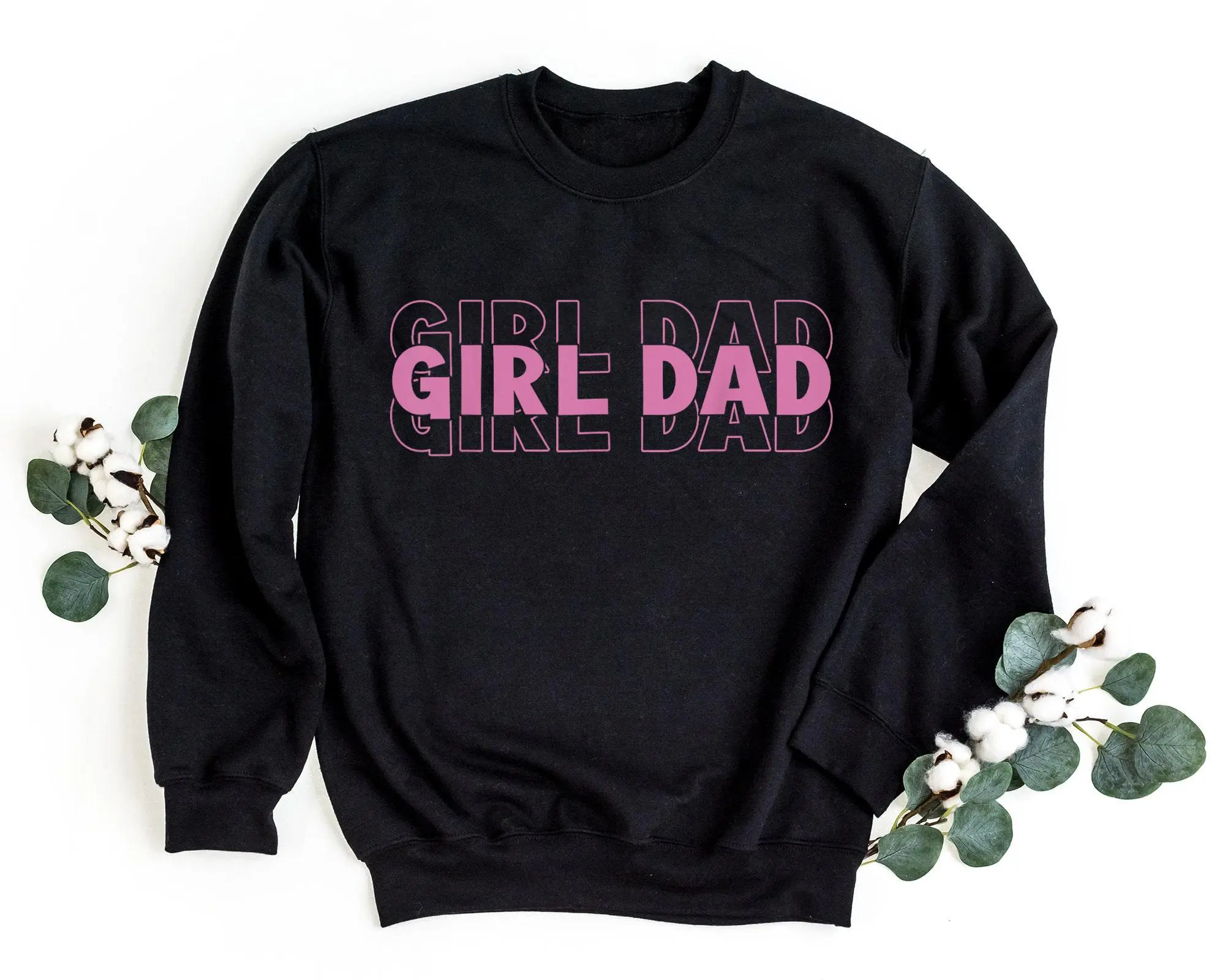 Girl Dad T-Shirt, Pink Girl Dad Oversized Graphic Tee, Father's Day Birthday Shirt, Men's Print Crew Neck Shirt, Fashion Casual T-shirt for Daily Holiday
