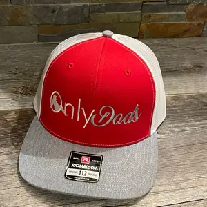 Richardson OnlyDads 112 Red White Heather Bill Adjustable Trucker Hat with "OnlyDads" Embroidery