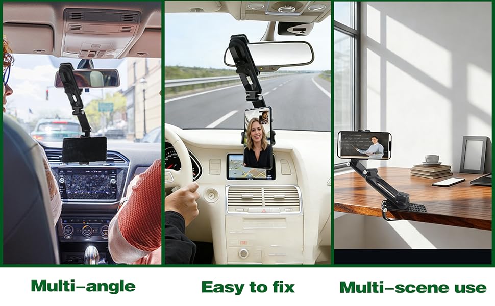 Sun Visor Phone Holder,360° Rotatable Rearview Phone Holder, Cell Phone Holder for Car Sun Visor Perfectly for iPhone, Samsung & Other Cellphone, Car Accessories