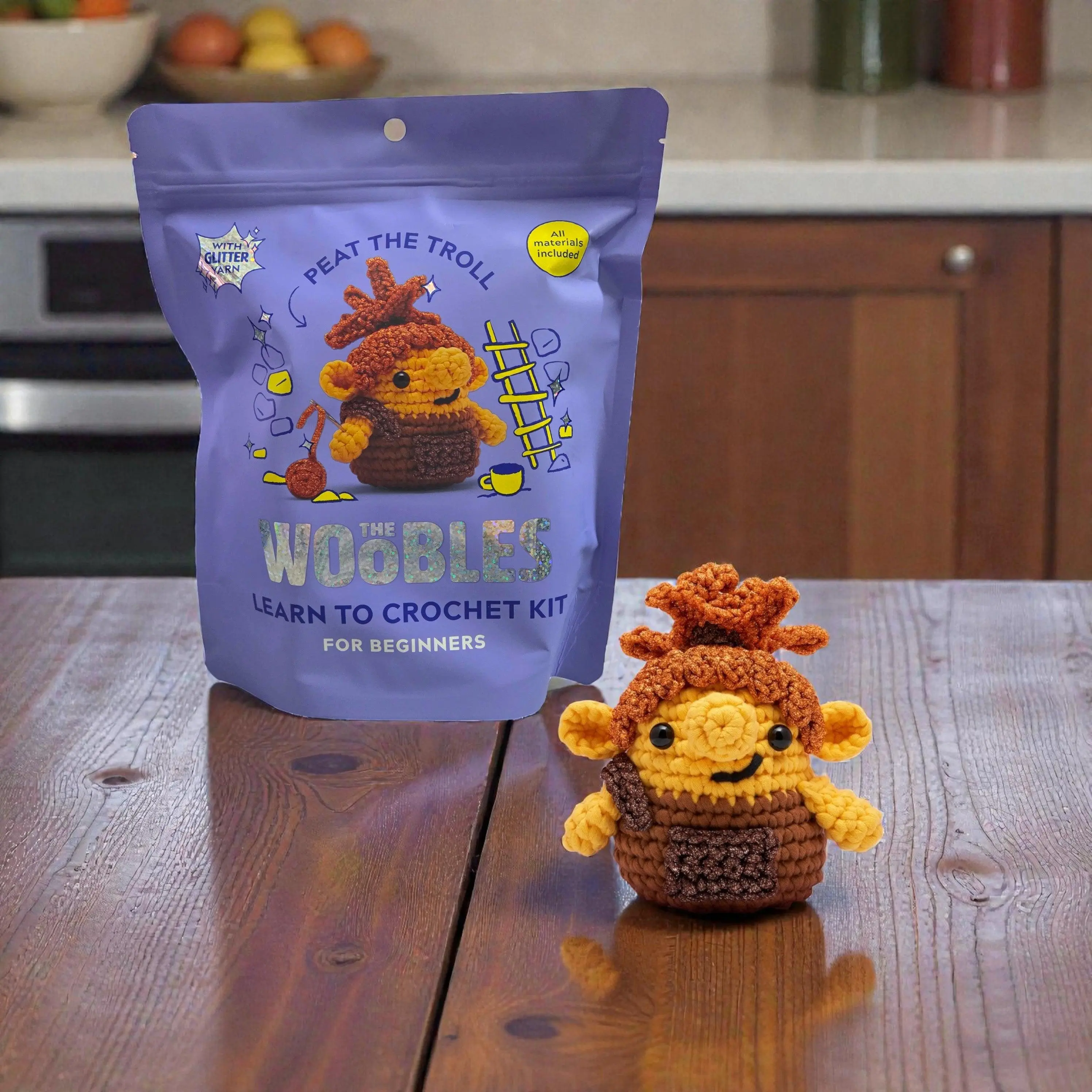 The Woobles Beginner Crochet Kit Peat the Troll Easy Peasy Yarn Step-by-Step Video Tutorials for Absolute Beginners 12-99+ Age Range