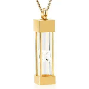 Glass Hourglass Cremation Jewelry for Ashes Cylinder Urn Necklace Container Vial Necklaces Bottle Memorial Cremation Keepsake Jewelry Ash Pendant for Women/Men