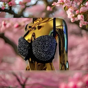 Take Me To Paris Rhinestone Push Up Bra Full  Lingerie Bra Summer Wear, Collector's Edition, Stylish Design with Comfortable Detachable Strap