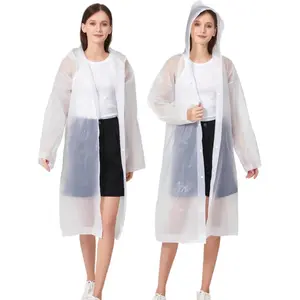 Rain Ponchos for Adults Reusable Waterproof Hooded EVA Rain Coats Rain Jackets Rainwear for Women Men Pack of 2