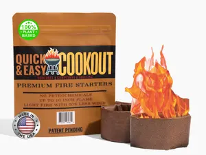 Get a Fully Lit Fire in As Little As 6 Minutes with No Kindling! Lights Wet/Frozen Wood | Plant-Based Fuels Only, Ideal for Cooking. One Starter Per Fire. for Campfires, Fire Pit, Grilling, Bonfires