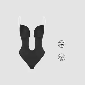 Cider [size 2-6] Deep V Seamless Backless Shapewear Bodysuit