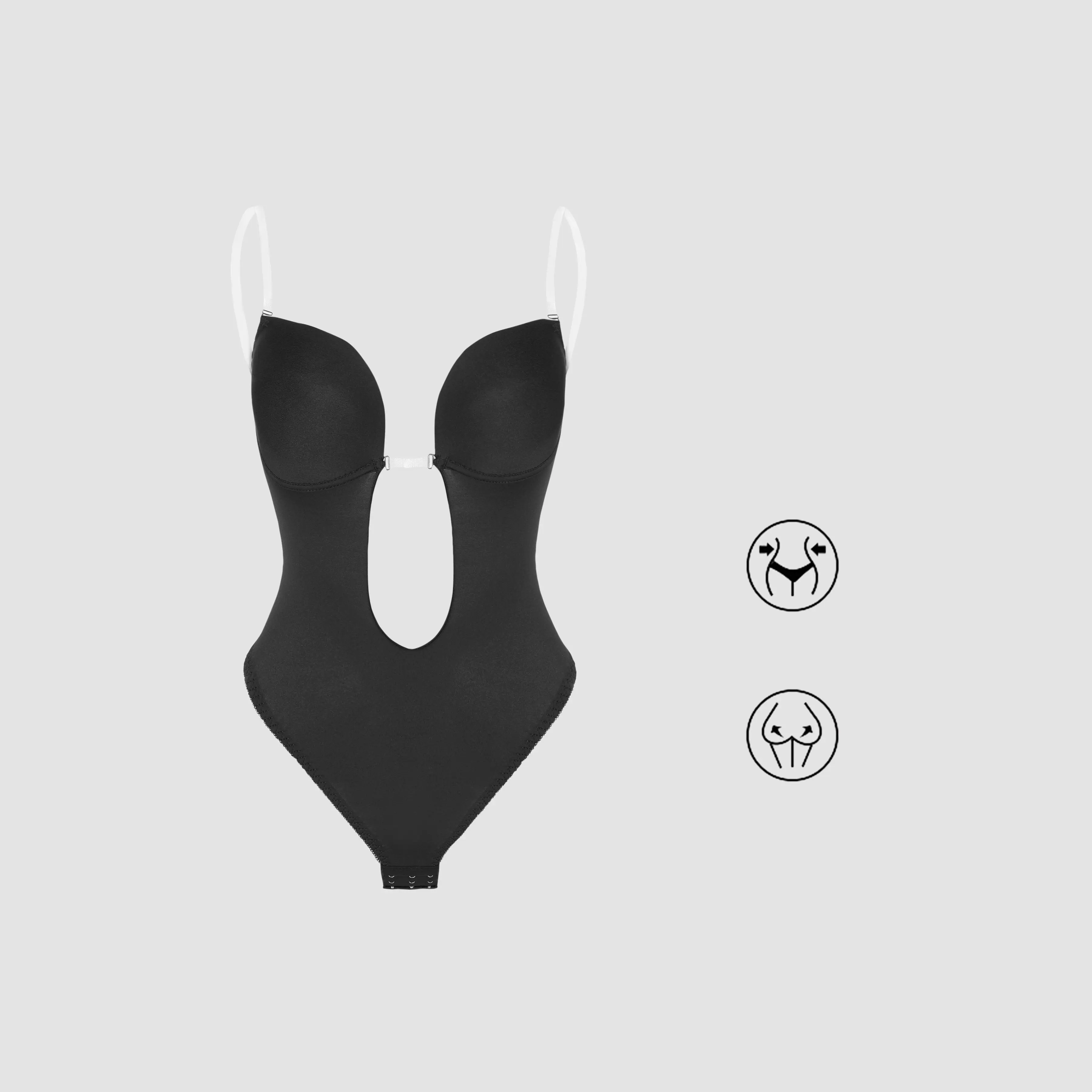 Cider [size 2-6] Deep V Seamless Backless Shapewear Bodysuit