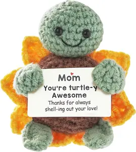 Mothers Day Gifts for Mom from Daughter Son,Funny Mom Gifts Birthday Gifts for Grandma Mother,Mini Positive Handmade Crochet Christmas Stocking Stuffers Secret Santa Gift Ideas (Sunflower-Turtle-Mom)
