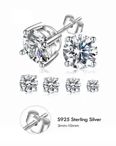925 Sterling Silver Moissanite Synthetic Stud Earrings Round/Princess |   VVS1 Clarity & Hypoallergenic |   for Women & Men Daily Wear, Birthday,Wedding, Engagement,Anniversary Gift |   Present Fine Jewelry Casual Elegant Travel
