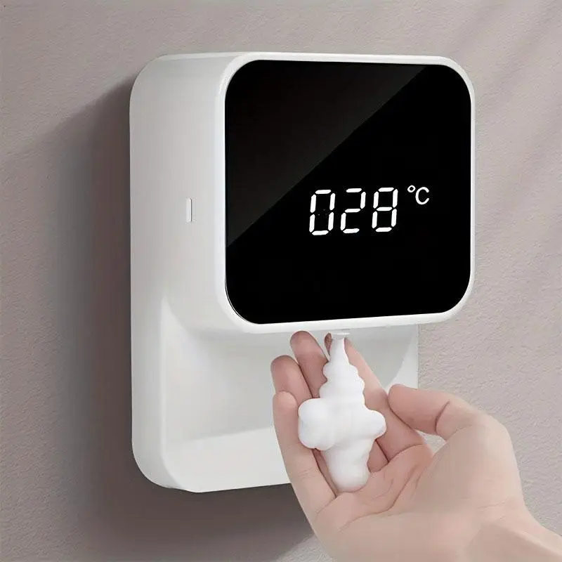 Automatic Sensor Soap Dispenser, USB Rechargeable Wall Mounted Digital Display Soap Dispenser, Contactless Hand Sanitizer Dispenser for Kitchen, Bathr