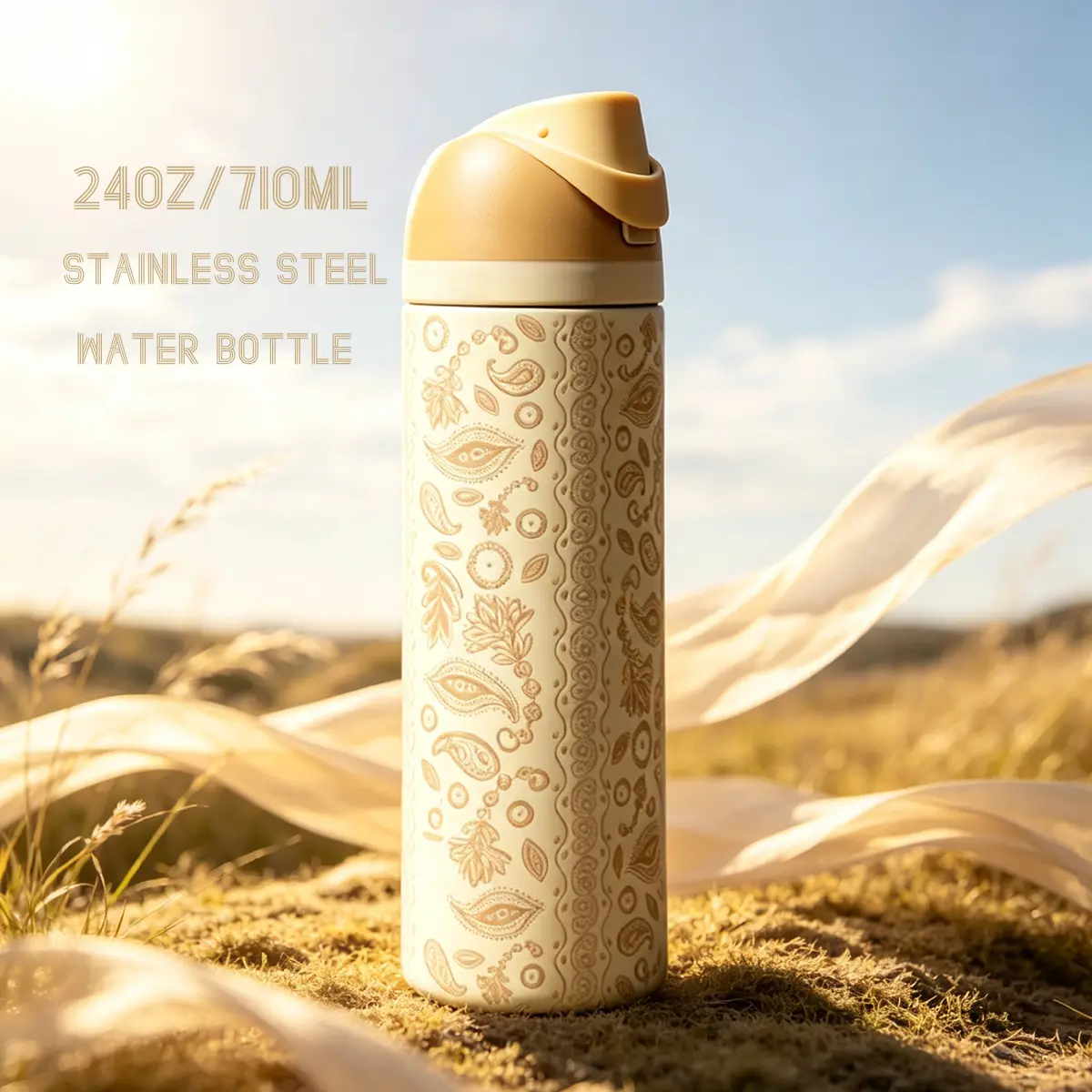 (Spur of The Moment )-Stainless steel insulated outdoor sports water bottle with straw,24oz/710ml-double vacuum travel bottle-100% Leak-proof Portable Water Bottle-Keeps Ice 12H Unchanged-Soccer Gear-Summerwins-camping accessories