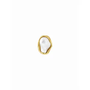 Cider BAROQUE FAUX  PEARL 18K GOLD PLATED STAINLESS STEEL OPEN RING