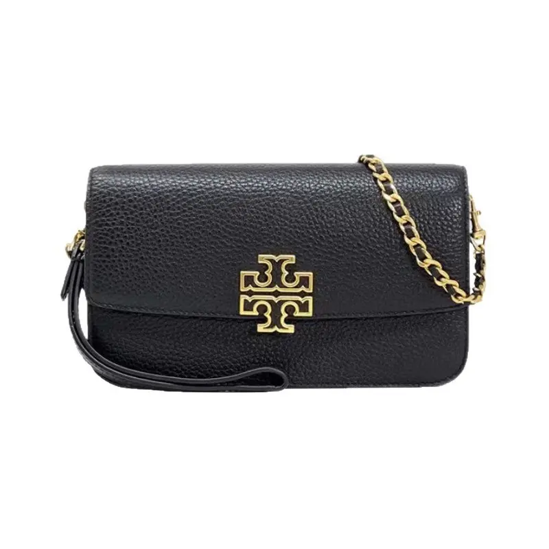 Tory Burch Women's New Arrival Classic Litchi Grain Flap Closure Small Square Chain Bag - Minimalist Fashion High-End Aesthetic Single Shoulder Crossbody Ladies Handbag, Premium Stylish Accessory for Daily Commute, Work, Date, Shopping, Outing & Gifting