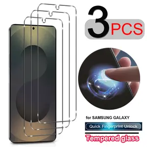 3pcs Samsung Galaxy S24 s25 + s26 Plus ultra 5g Screen Protector, Ultrasound Fingerprint Unlock, HD Clear Tempered Glass, 9h Hardness, Anti-Fingerprints, Oil-Resistant
