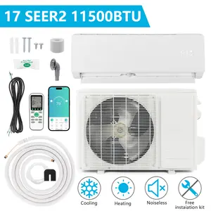 11500BTU/17SEER2 115V 1180W Split Air Conditioner Split Outdoor Unit Galvanized Sheet With WIFI/Cooling/Heating 1005W/Dehumidification/Energy Saving Wall Split Unit White