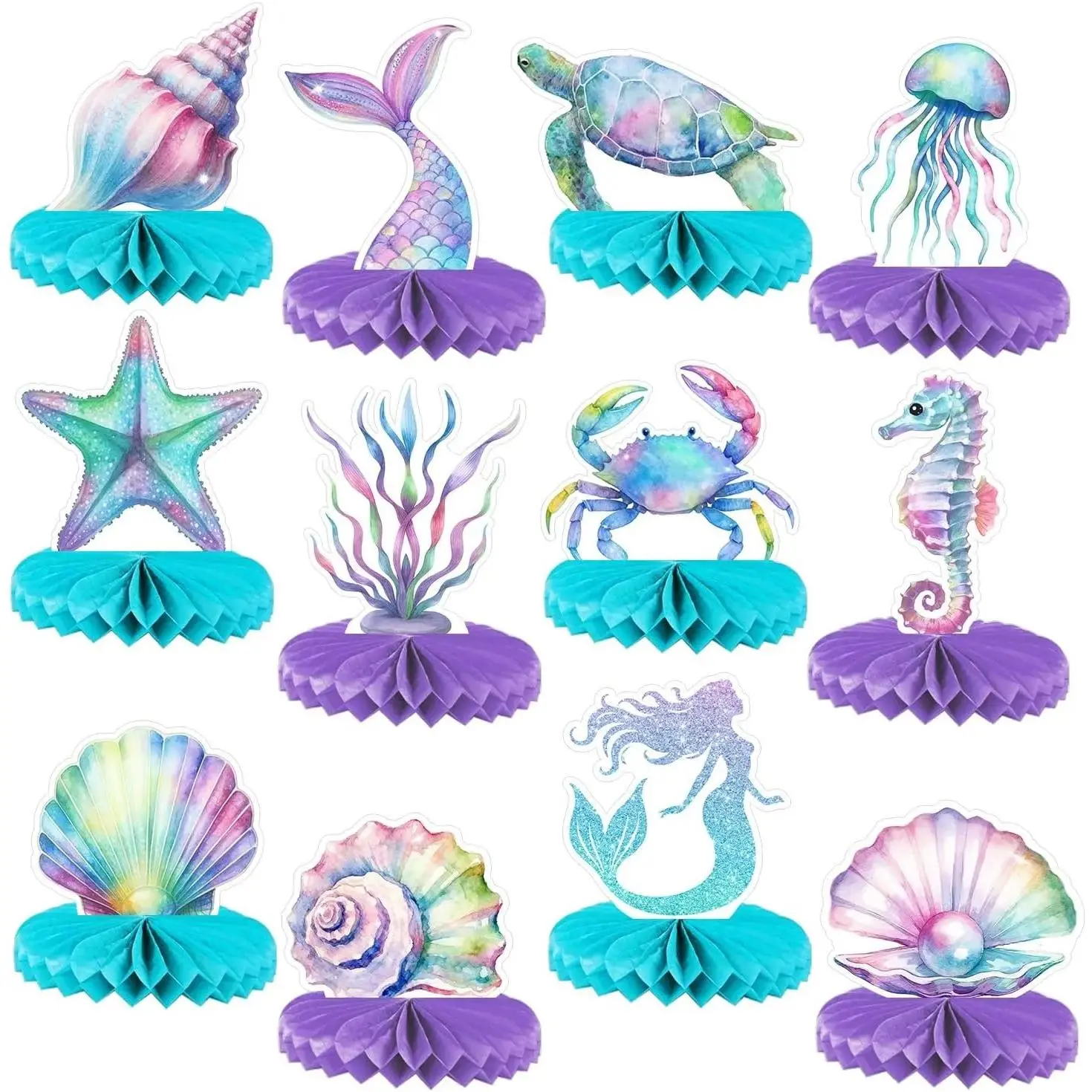 Mermaid Birthday Party Centerpieces (12-Pack) - Unique Under The Sea Table Decorations, Girls' Party Supplies, Festive Home Decor Gifts