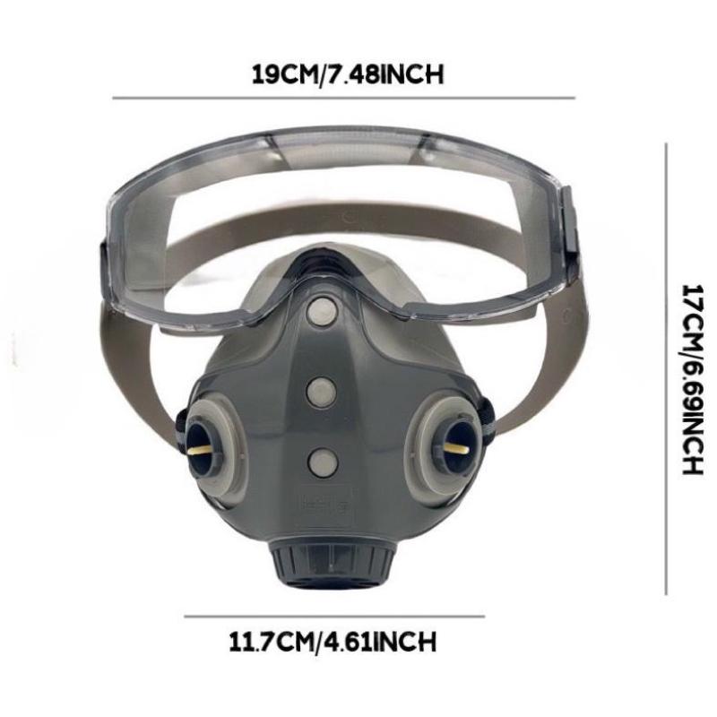 Dust-proof Integrated Respirator Mask, Reusable Half Mask with Goggles, Anti-dust Mask for Spray Painting & Woodworking Projects