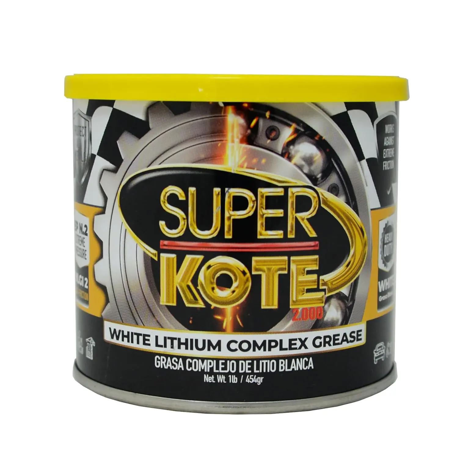 Lithium Complex Grease, NLGI 2 Extreme Pressure High-Temp Multipurpose Grease with Automotive, Marine Use, Heavy-Duty Performance, High Load-Bearing Capacity, Advanced Anticorrosive for Cycling Gear, Wheel Bearings, 1lb White Can