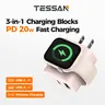 Fast Charger Tessan Colorful 3-in-1 PD20W USB-C Charger Block - Built-in Wireless Watch Charging, Dual Ports, Wireless Fast Charging Charger for iWatch Ultra/9/8/7/6/SE Series, iPhone 17/17 Pro/16/16 Pro/15 Series, Cellphones, Iphone Charger