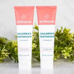 Wellnesse | Children's Strawberry Toothpaste - 2 Pack, Natural Fruity Twist Formula for Kids, Oral Hygiene Support, 4 oz Each
