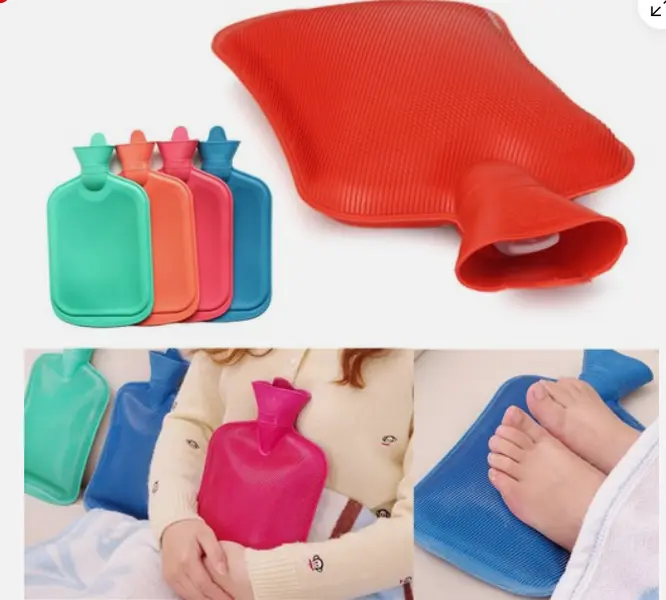 1300ml Natural Rubber Hot Water Bottle with Secure Lid, Compact Size Portable Bag, Lightweight Blue Home Supply for Heat Relief & Cold Therapy