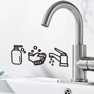 Simple Cartoon Faucet Wall Sticker, Sticker Decoration, Removable PVC Decal for Kitchen Bathroom Dining Room, Outline Design, Modern Wall Art