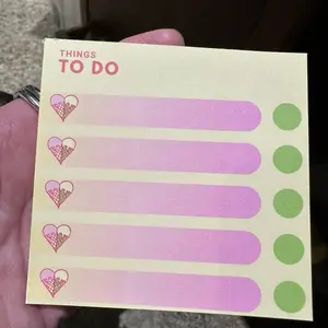 To Do List Sweet Notepad with Heart Design and Pink Gradient Stripes for Organizing Tasks