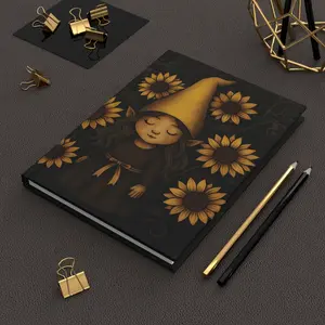 Sunflower Gnome Personalized Name Hardcover Journal | Matte Notebook