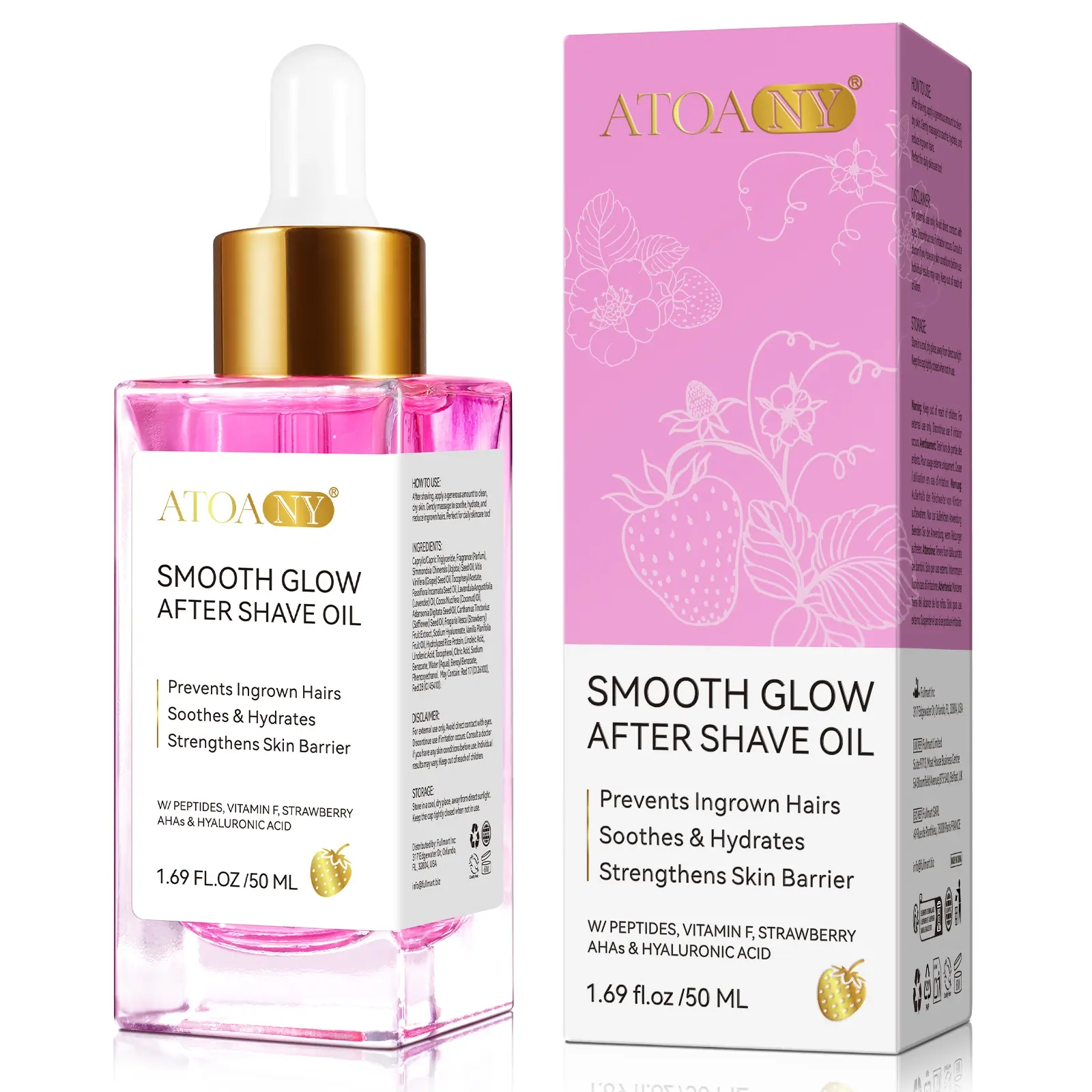 ATOANY Women's After-Shave Oil 50ml, Women's After-Shave Oil Moisturizes and smoothes skin, moisturizes body before and after hair removal, strawberry after-shave oil, deeply moisturizes skin.