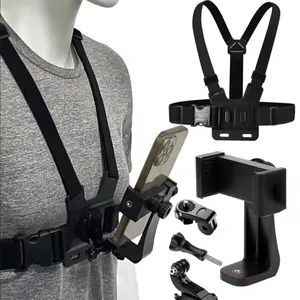 iPhone Chest Strap Mount with 14 Holder, Gopro Hero Mobile Smartphone Stand, Compatible with iPhone 13 12 11 10 9, Dji Sports Camera