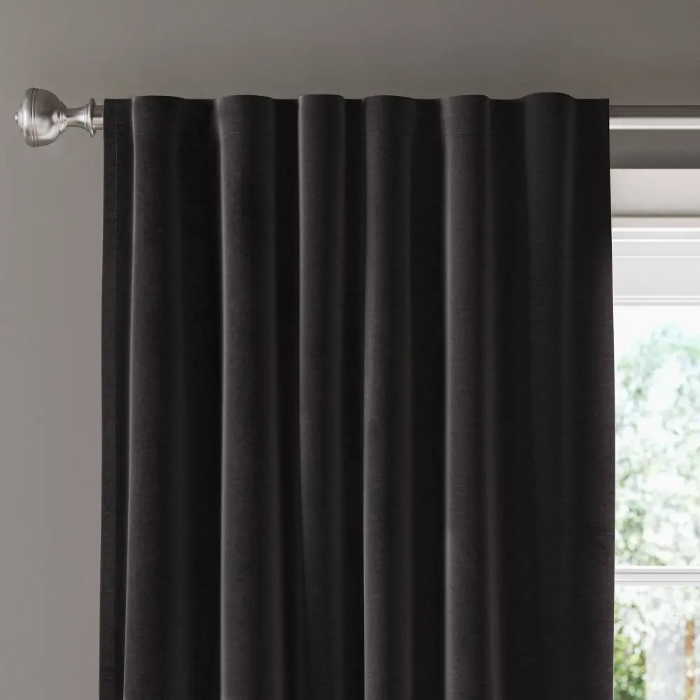 Threshold Curtain Panel 100% Recycled Polyester Black Velvet 50W x 63L Blackout OEKO-TEX Certified