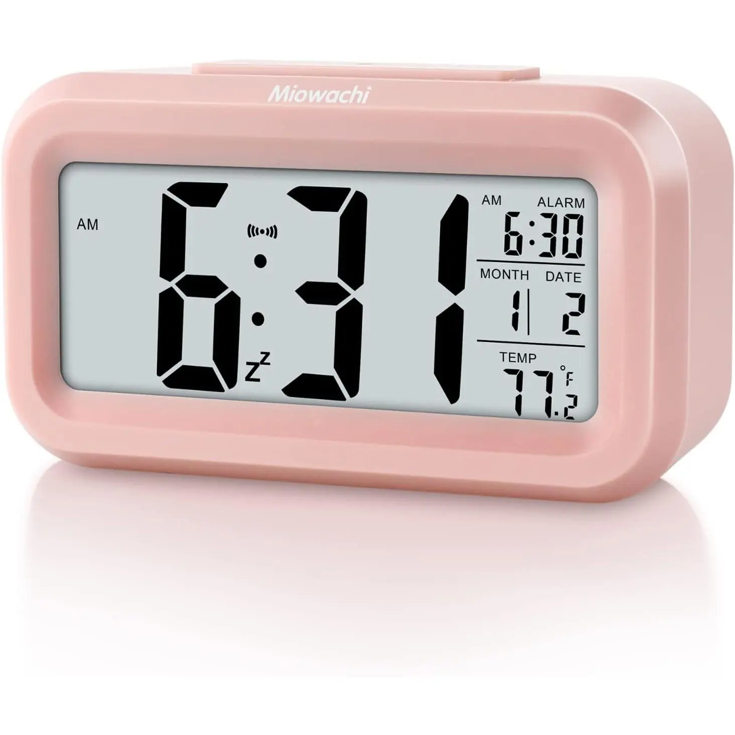 Pink Digital Alarm Clock for Bedrooms Battery Operated,Snooze,Night Light Easy Setup Small Clock for Kids Kitchen Bathroom Office