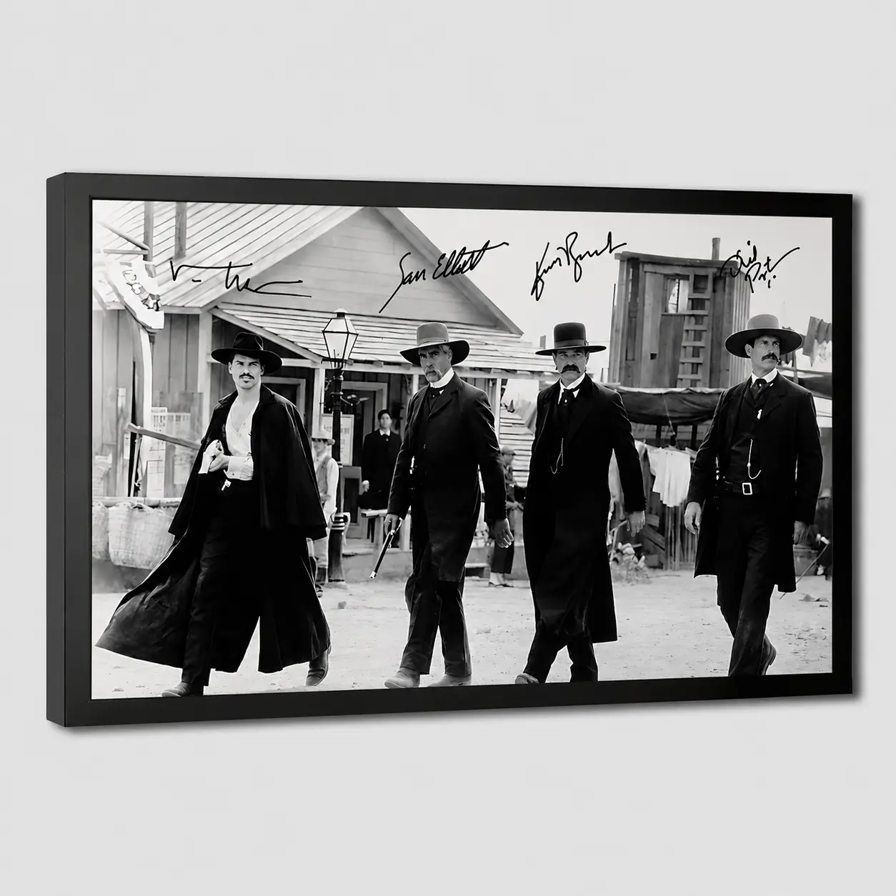 Holliday And Wyatt Earp Vintage Black And White Art Poster,Tombstone Movie Canvas Poster Wall Art Decor,Vintage Home Aesthetic Decor Canvas Print