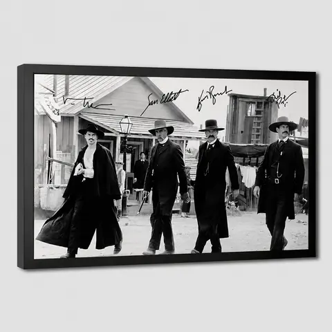 Holliday And Wyatt Earp Vintage Black And White Art Poster,Tombstone Movie Canvas Poster Wall Art Decor,Vintage Home Aesthetic Decor Canvas Print